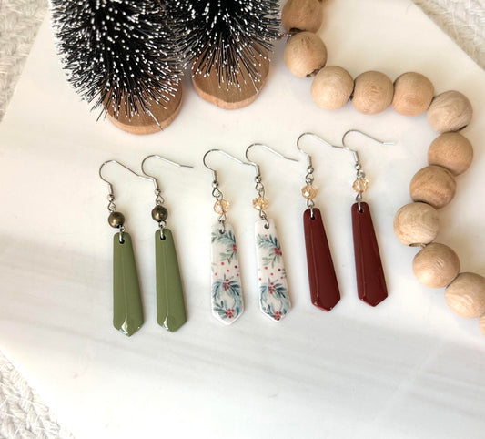 Polymer Clay Earrings - Long Diamond Drop