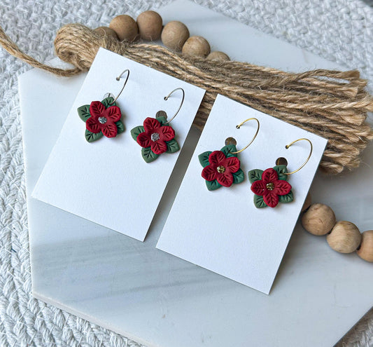 Polymer Clay Earrings - Poinsettia