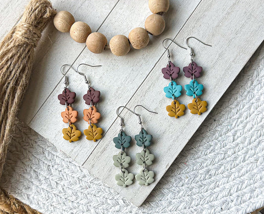 Polymer Clay Leaf Dangle Earrings