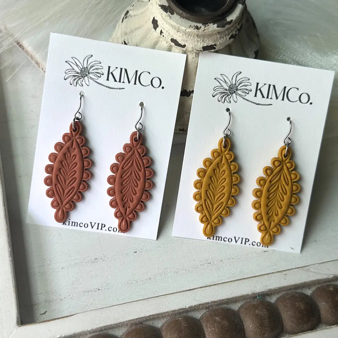 Polymer Clay Earrings - Embossed Scallop • 4 Color Options
