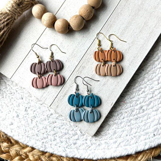 Polymer Clay Earrings - Pumpkin Drop