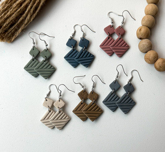 Boho Geometric Polymer Clay Earrings