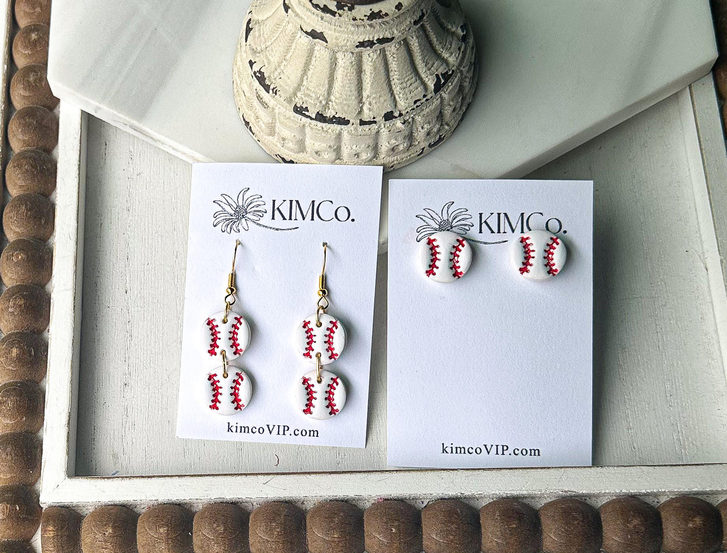 Polymer Clay Earrings - Baseball