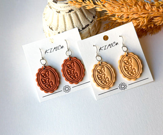 Polymer Clay Earrings - Embossed Butterfly