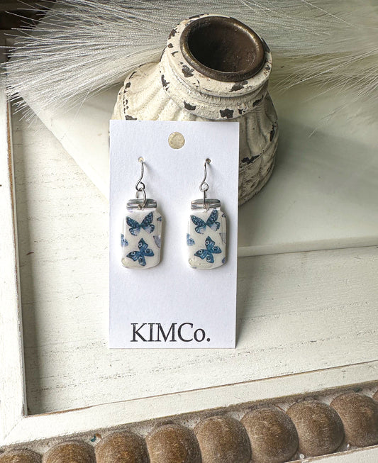 Polymer Clay Earrings -  Butterflies in a Jar