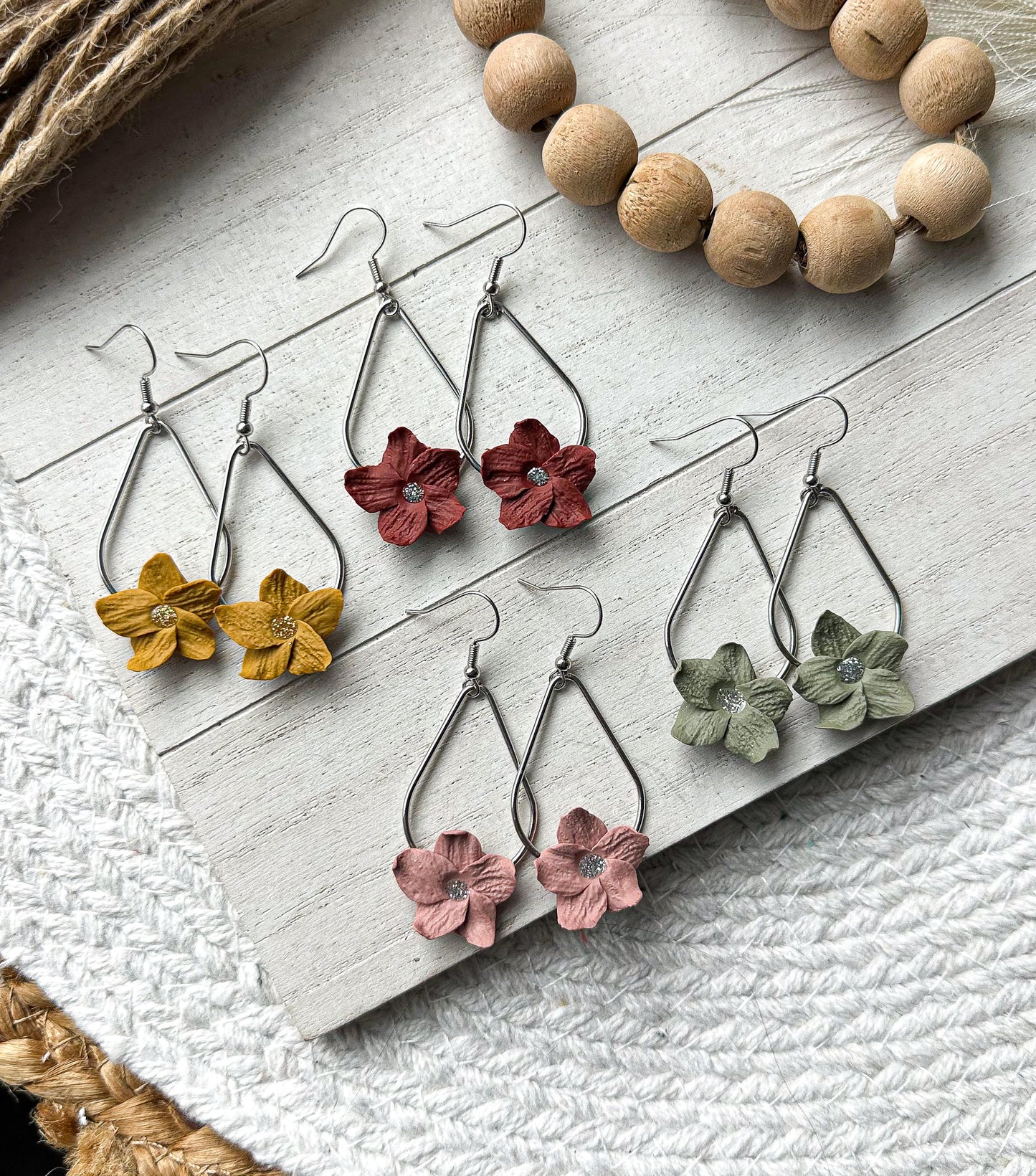 Polymer Clay Flower Drop Earrings