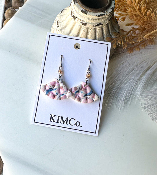 Polymer Clay Earrings - Fan Floral
