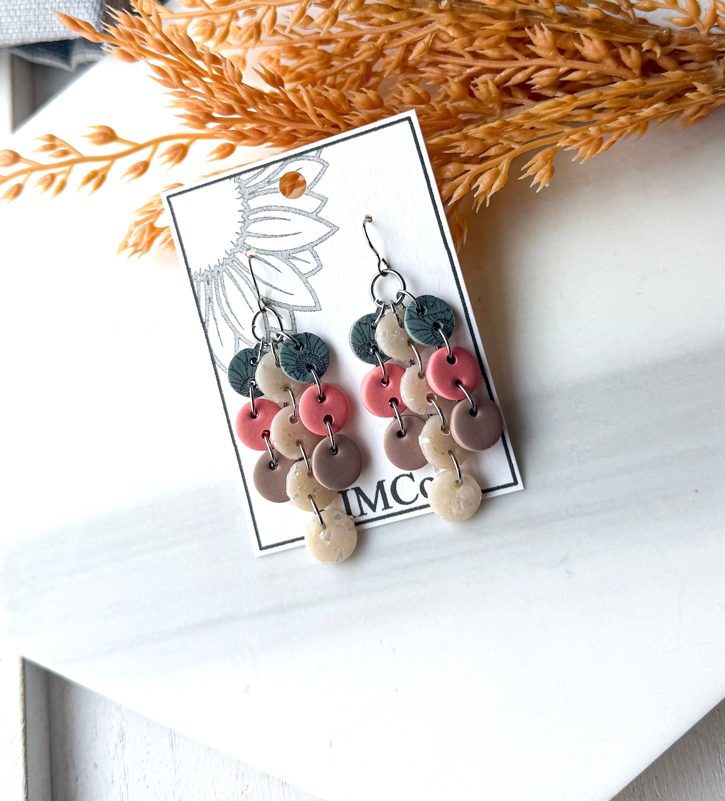 Polymer Clay Earrings - Beach - Seashell dangles