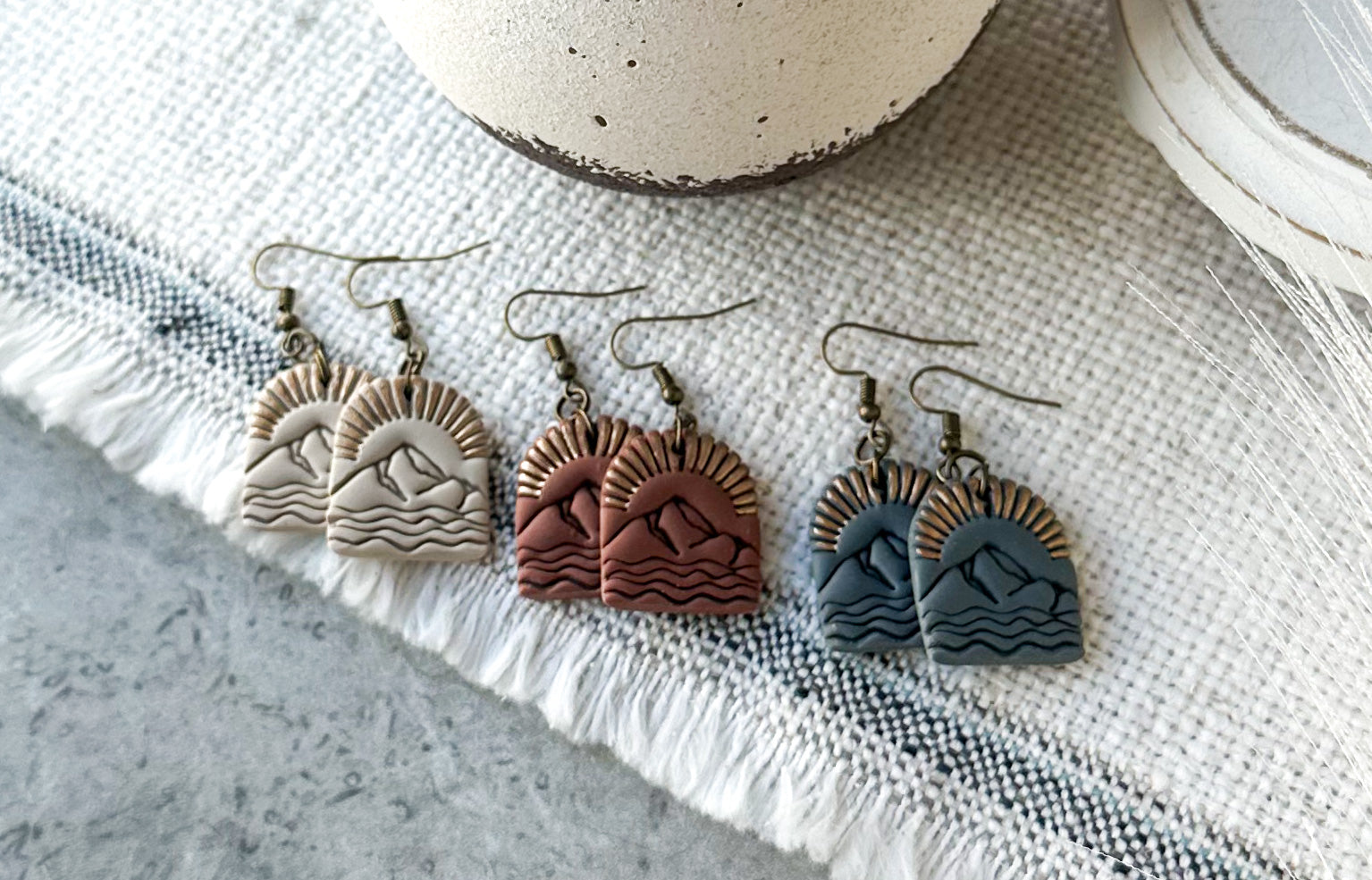 Mountain Scene Polymer Clay earrings • 3 colors