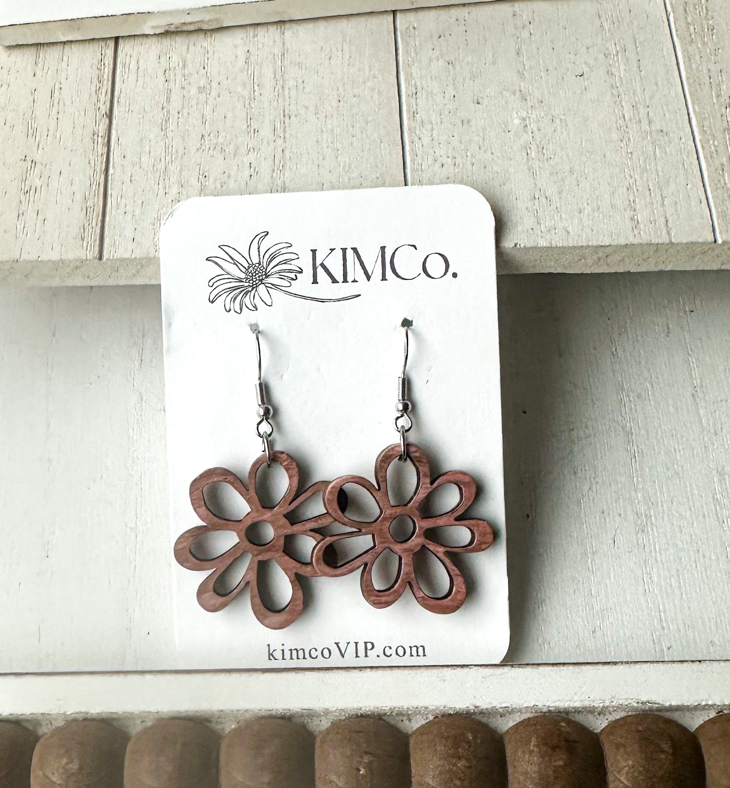 Wood Earrings • Flower cutout