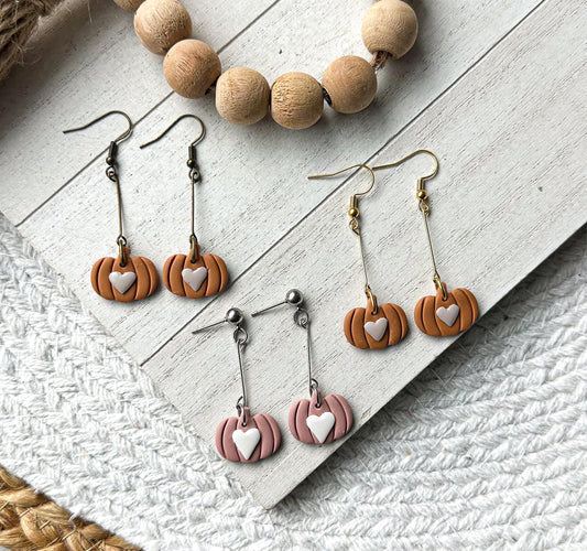 Polymer Clay Pumpkin Drop Earrings