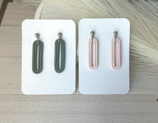 Oval Geometric Clay Earrings