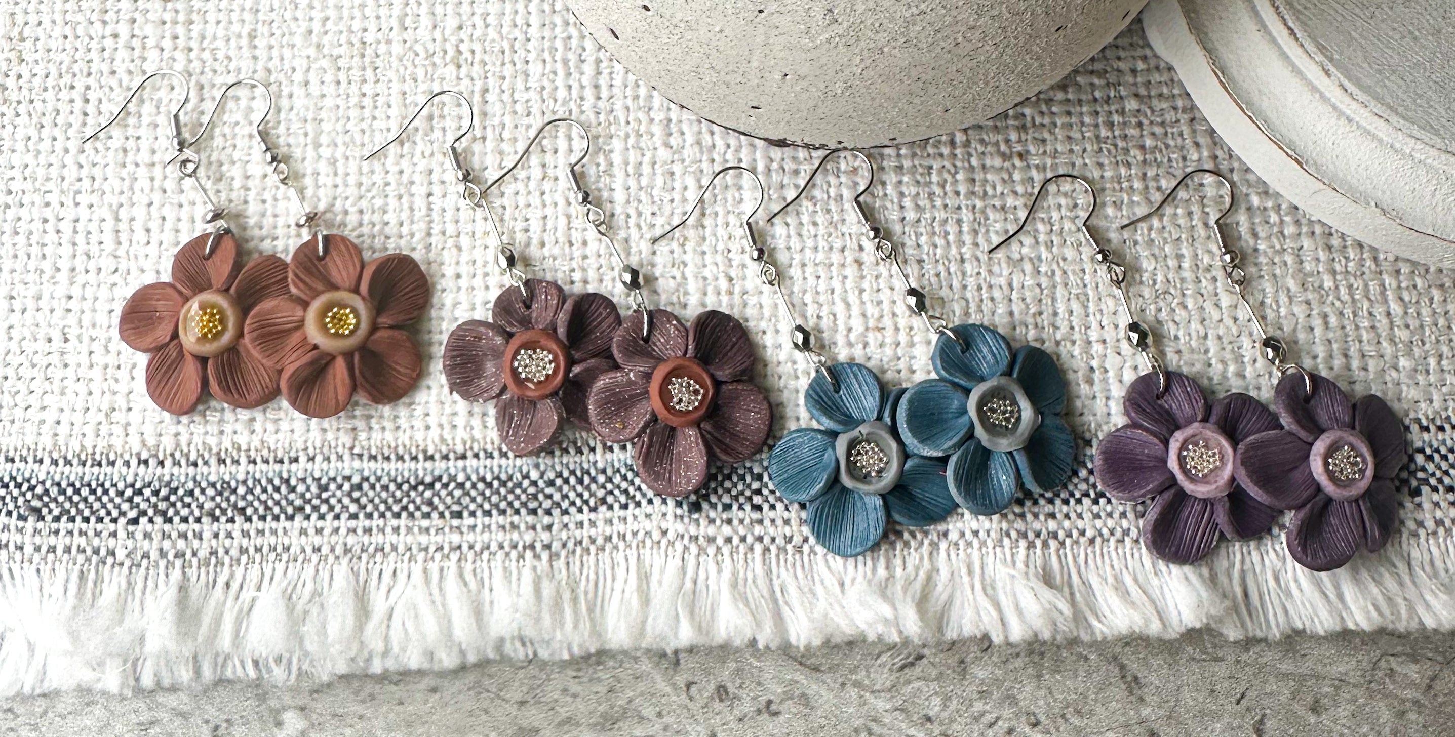 Flower Polymer Clay Earrings • 4 colors
