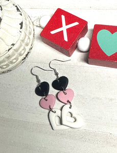 Heart stacked polymer clay earrings