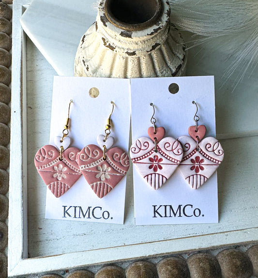 Polymer Clay Earrings• Heirloom Hearts