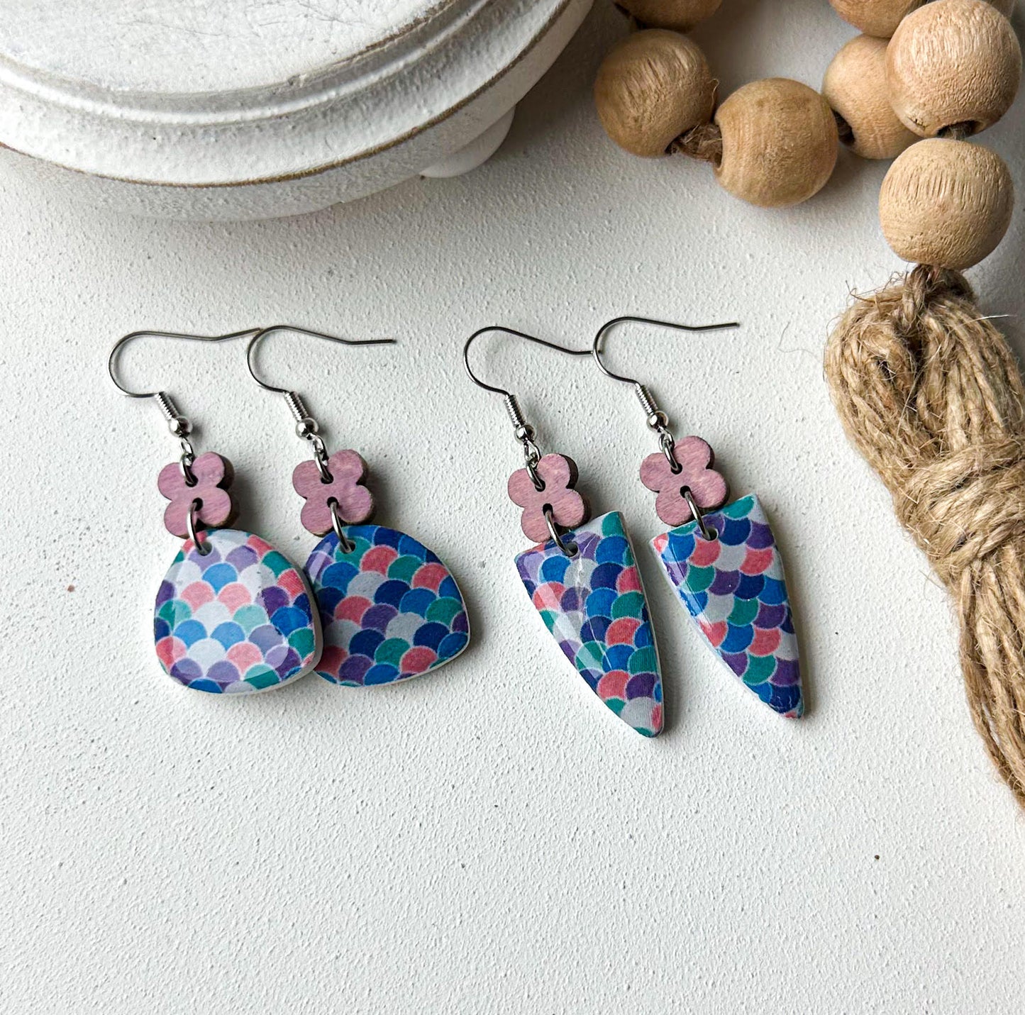 Polymer Clay Earrings - Mermaid Scales