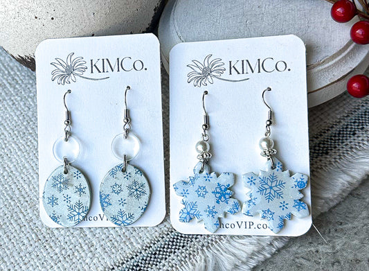 Snowflake Pattern Clay Earrings