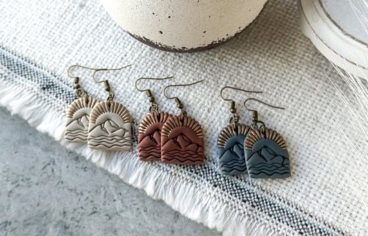 Mountain Scene Polymer Clay Earrings