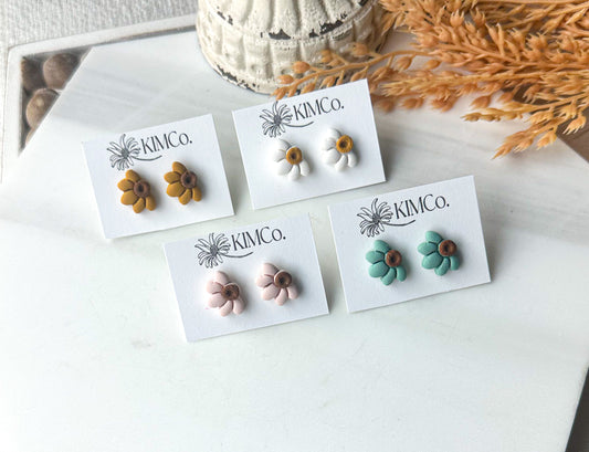 Polymer Clay Earrings - Flower Stud Earrings