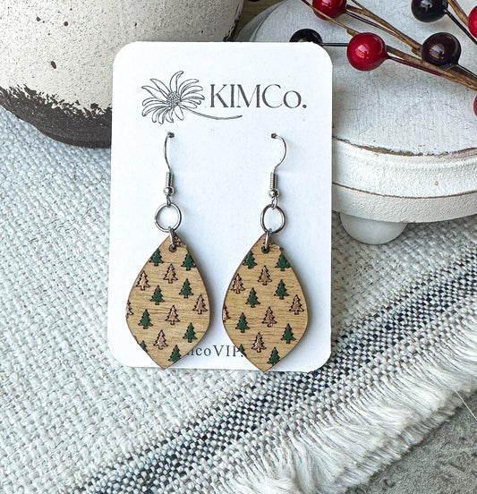 Mini Trees Wood Earrings