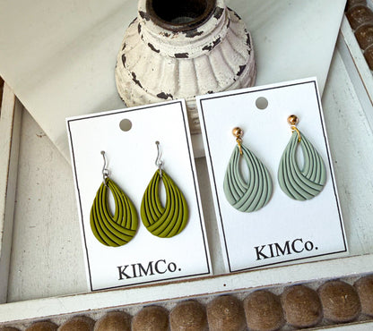 Polymer Clay Earrings -  Retro Teardrops • 5 Colors
