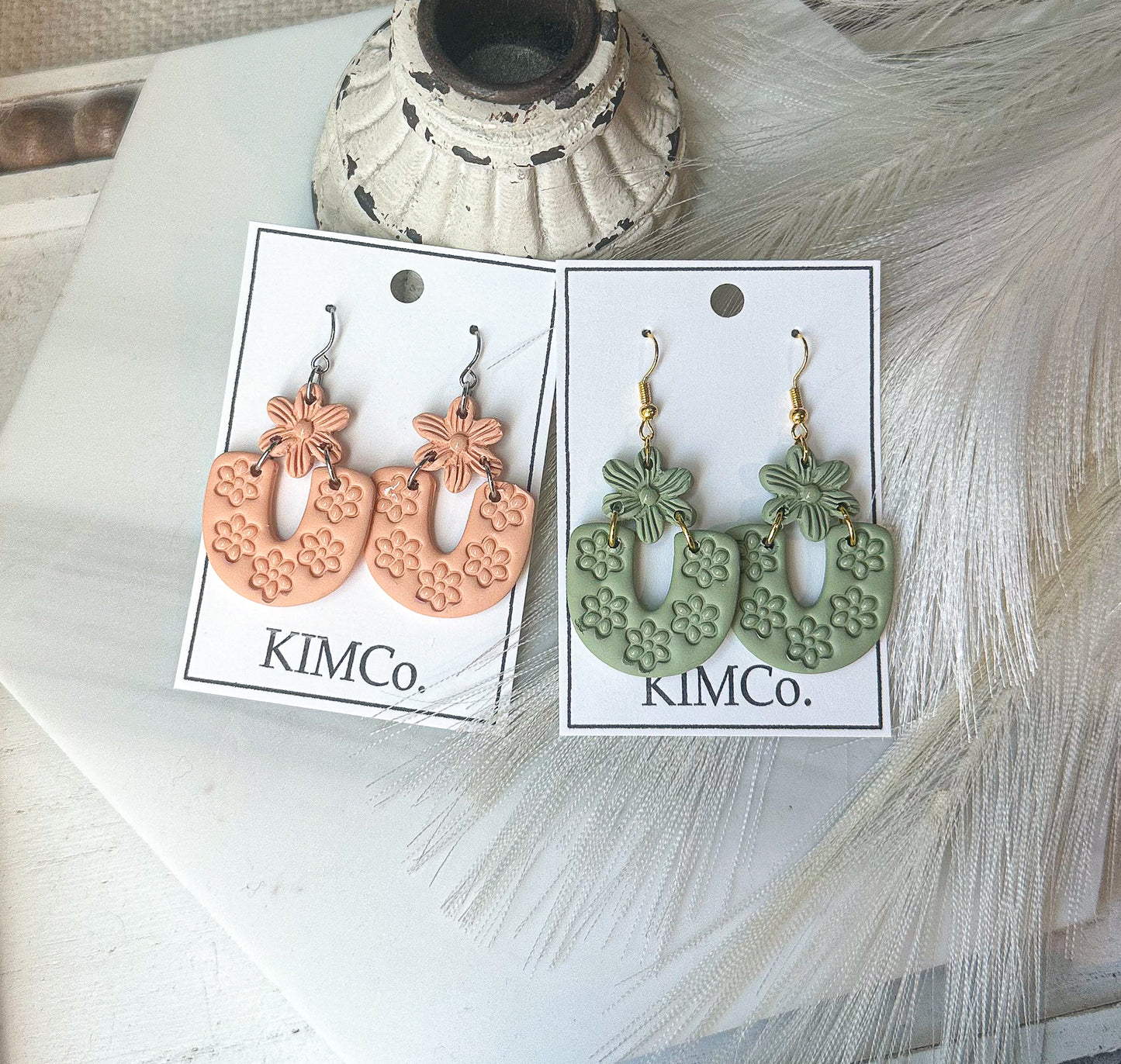 Polymer Clay Earrings - Floral Arch • 4 Colors