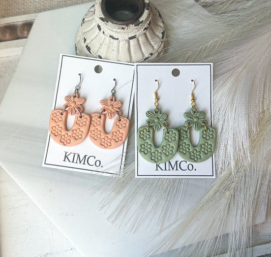 Polymer Clay Earrings - Floral Arch • 4 Colors