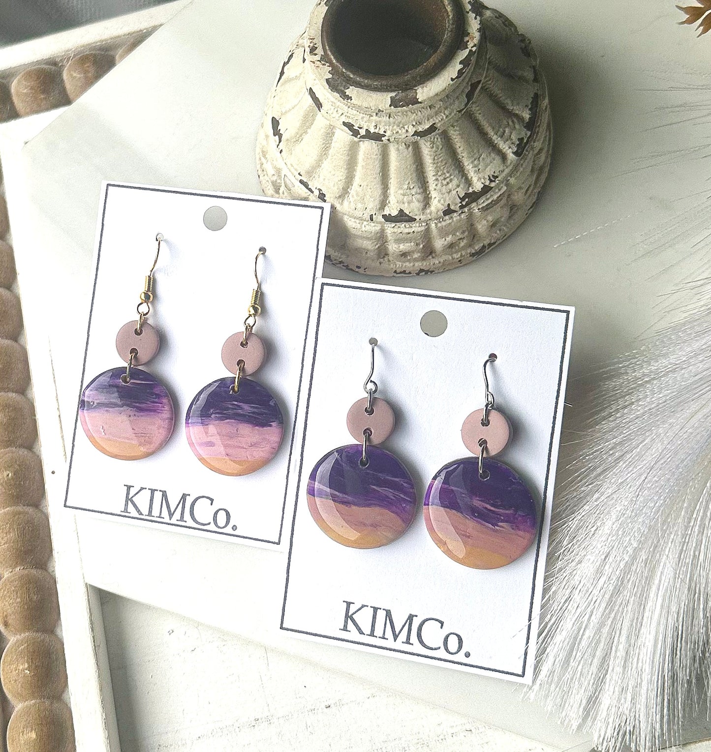 Polymer Clay Earrings - Sunset Serenity