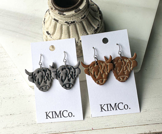 Highland Cow Polymer Clay Earrings