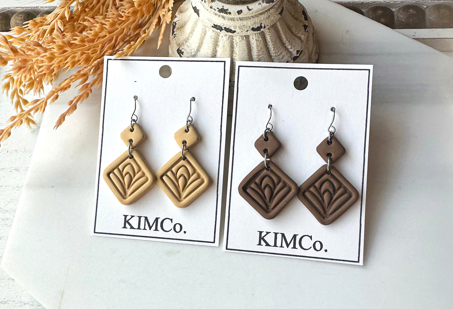 Polymer Clay Earrings - Palm Deco • 5 Colors