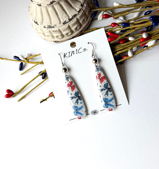 Polymer Clay Earrings - Patriotic Bows