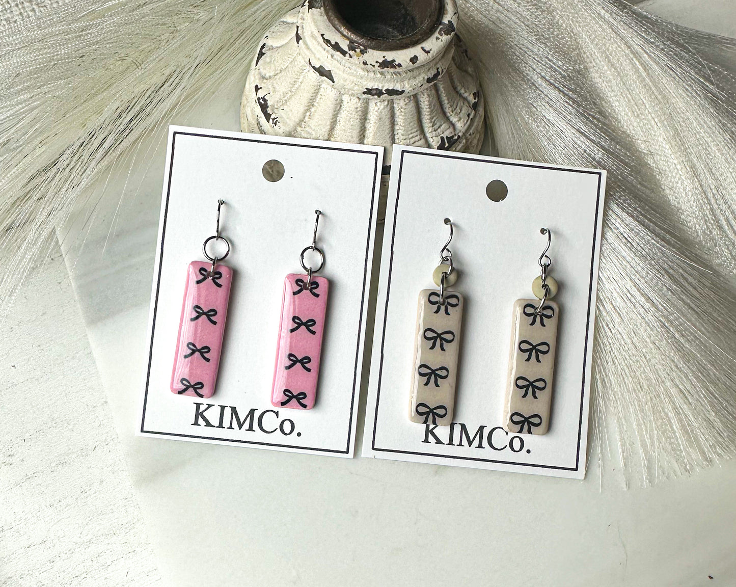 Polymer Clay Earrings - Bows • 2 Colors
