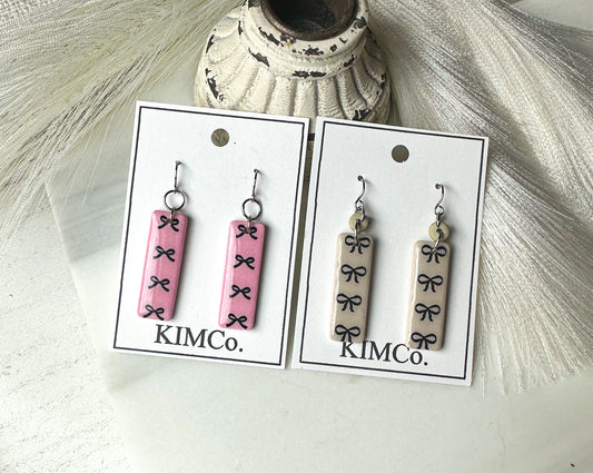 Wholesale • Polymer Clay Earrings - Bows • 2 Colors