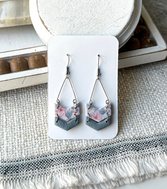 Watercolor Chevron Drop Earrings