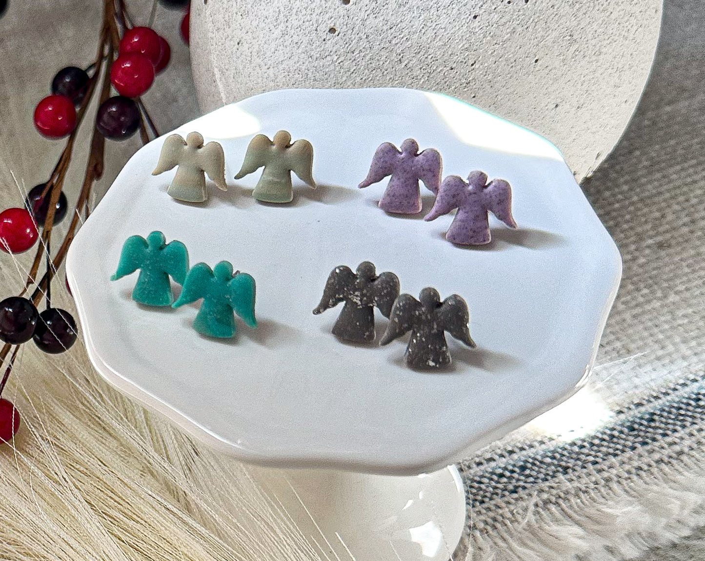 Angel Clay Stud Earrings