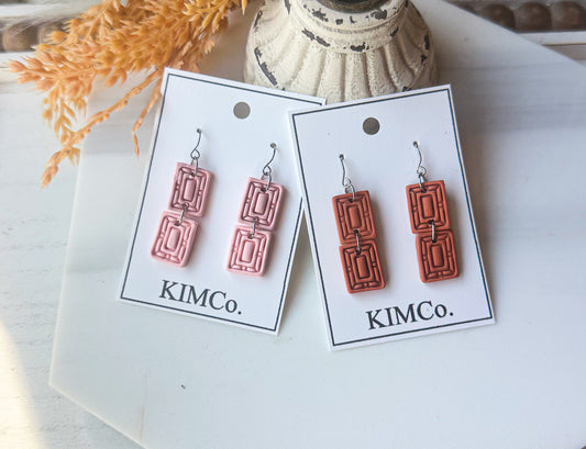 Polymer Clay Earrings • Geometric Square • 4 Colors