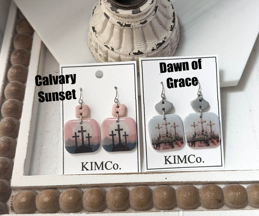 Polymer Clay Earrings -  Three Crosses • 2 Designs