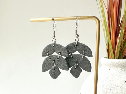 Boho Leaf Drop Polymer Clay Earrings • 2 Color Options