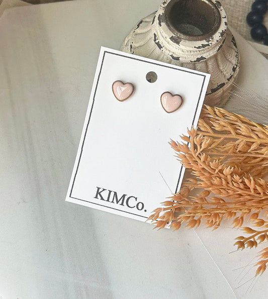 Polymer Clay Stud Earrings - Minimalist Heart studs earrings