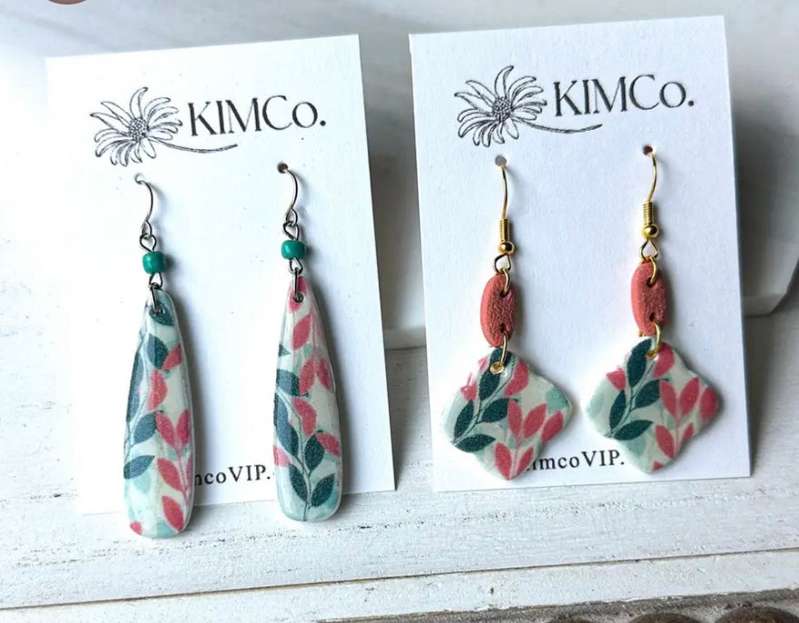 Polymer Clay Earrings -  Multi Leaves