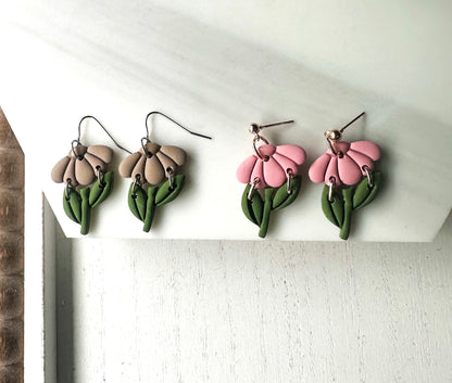 Polymer Clay Earrings -  Wildflower Drops• 6 Colors