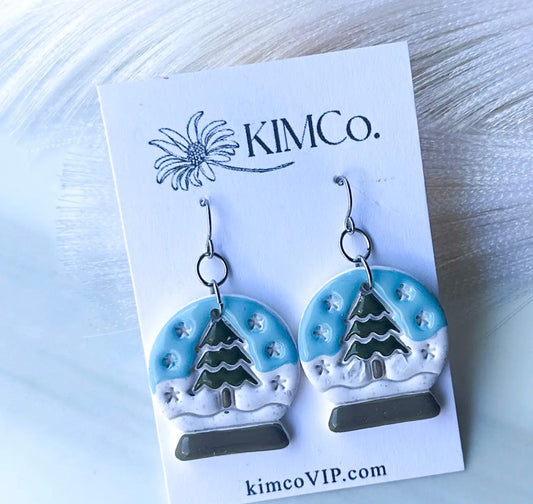 Polymer Clay Earrings -  Snowglobe