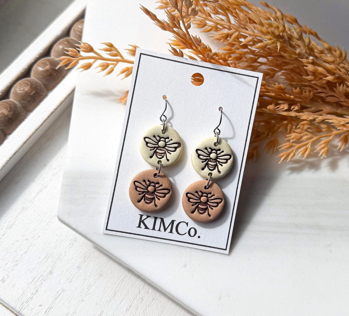 Polymer Clay Earrings - Everyday • Double Bee Drops