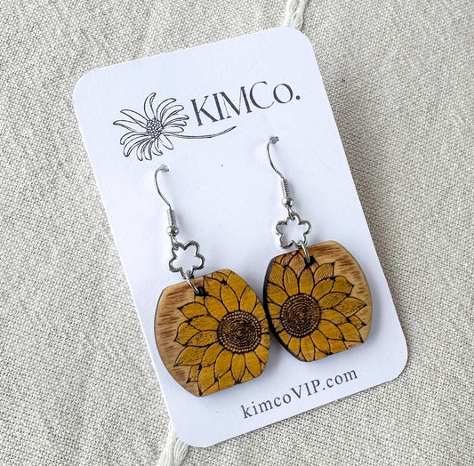 Sunflower Wood Earrings