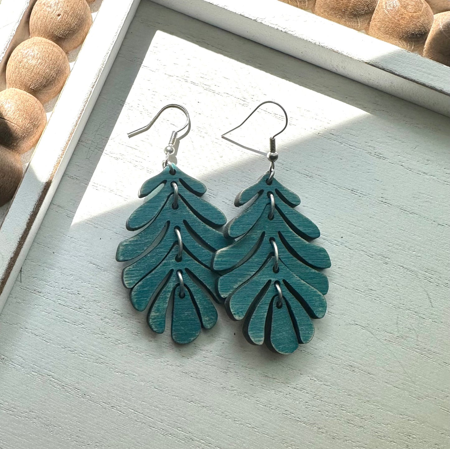 Dangling Leaf Wood Earrings * 5 Colors