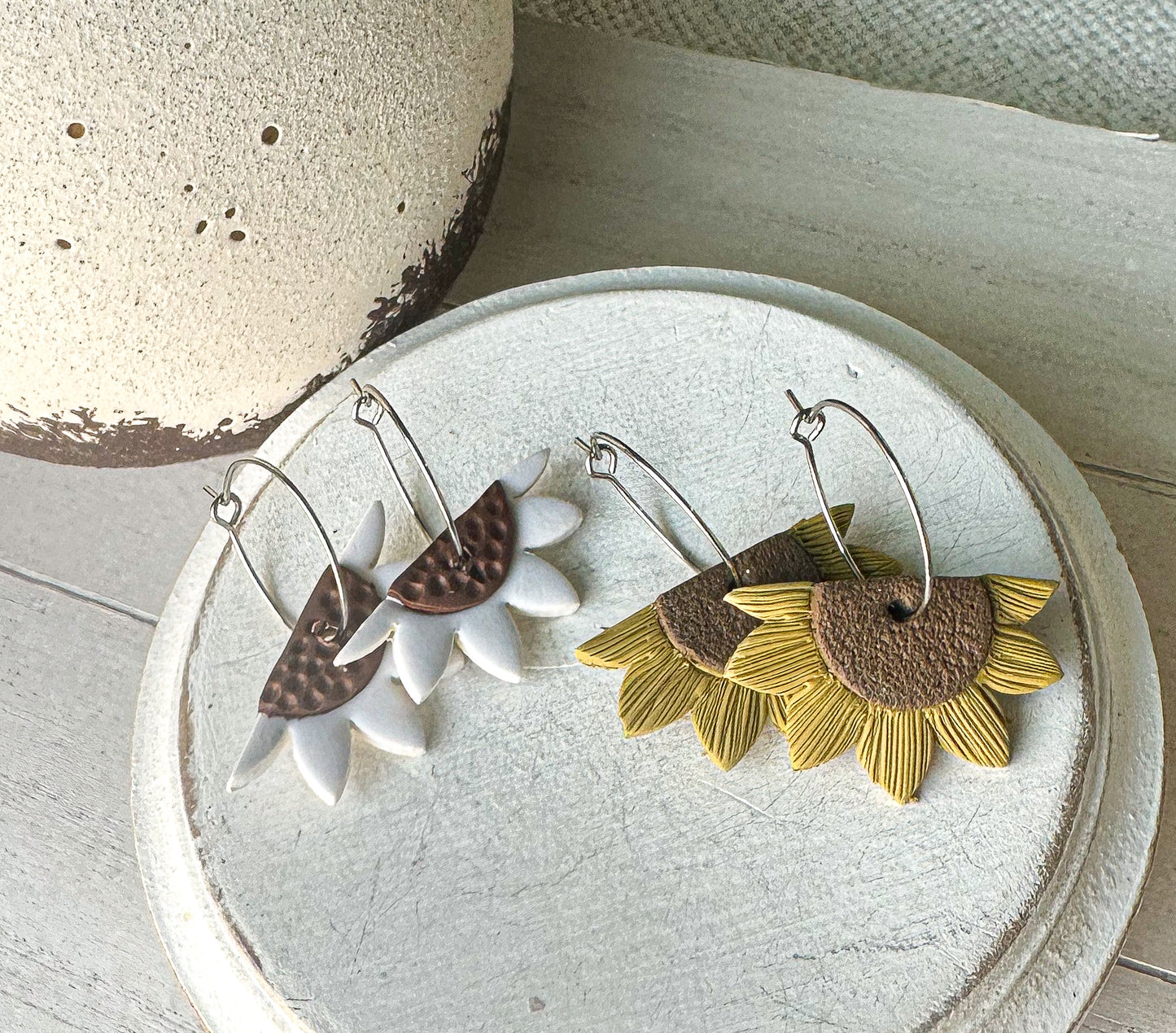 Daisy & Sunflower Polymer Clay Earrings • 2 options