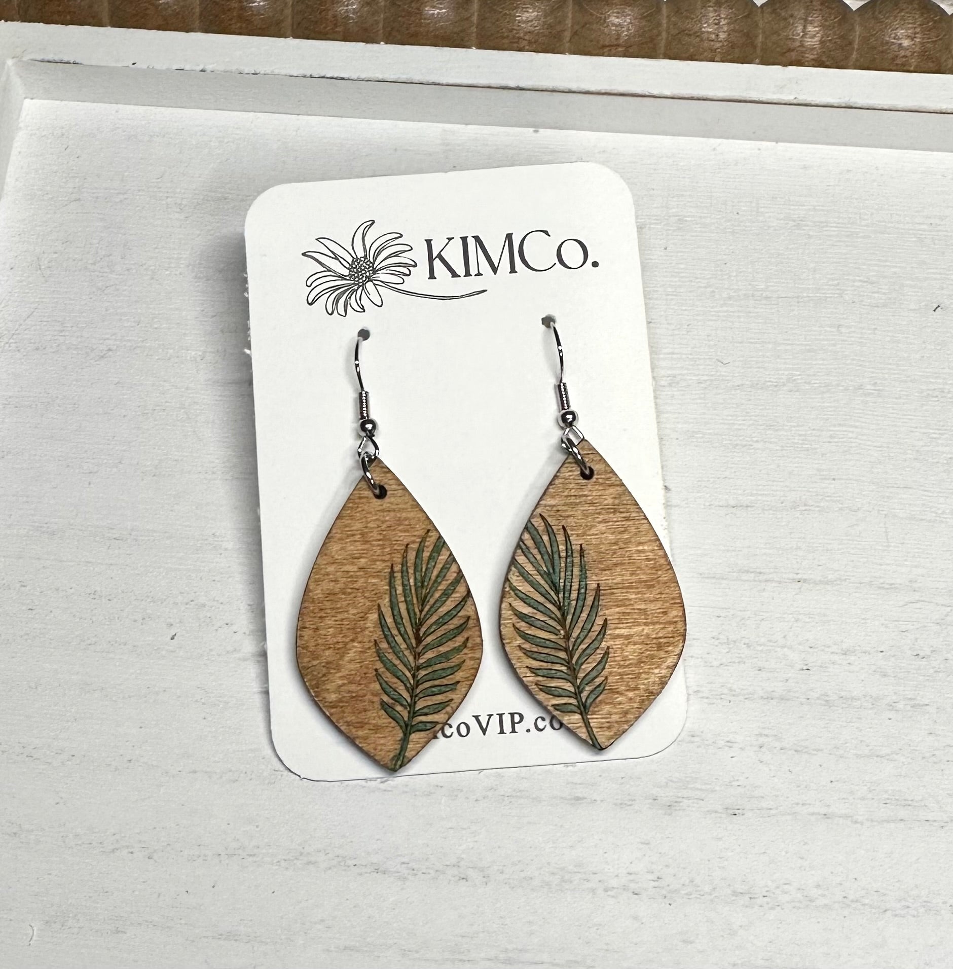Palm Branch Wood Earrings