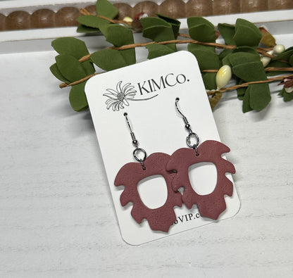 Leaf Cutout Polymer Clay Earrings * 4 Colors