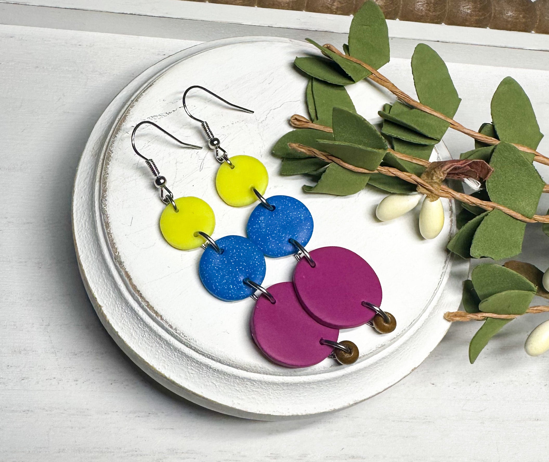 Bright Stacked Polymer Clay Earrings