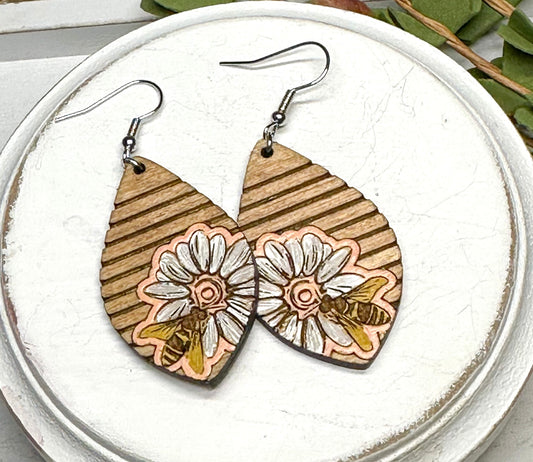 Bumblebee Wood Earrings